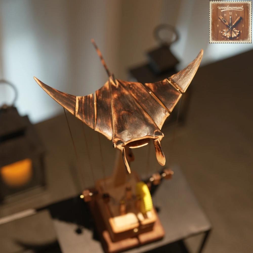 WoodMoment Handcrafted Wooden Manta Ray Automaton