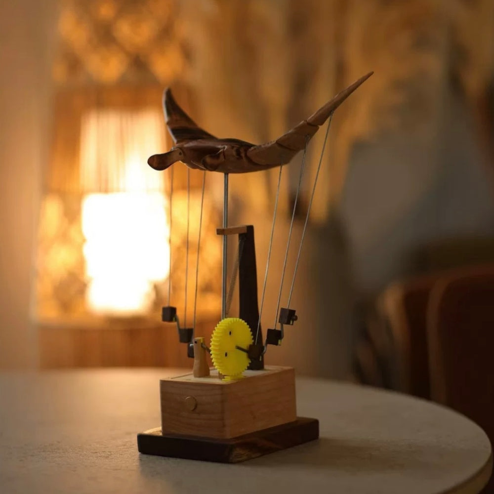 WoodMoment Handcrafted Wooden Manta Ray Automaton