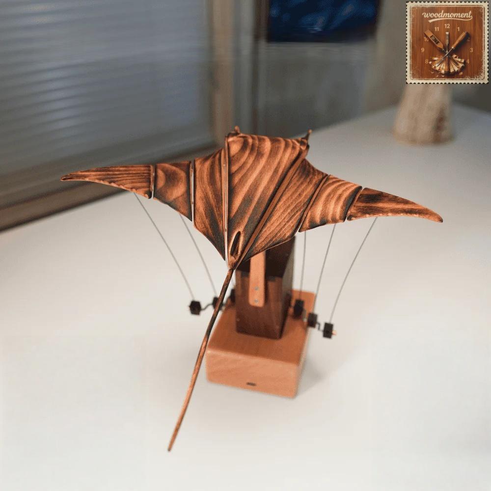 WoodMoment Handcrafted Wooden Manta Ray Automaton