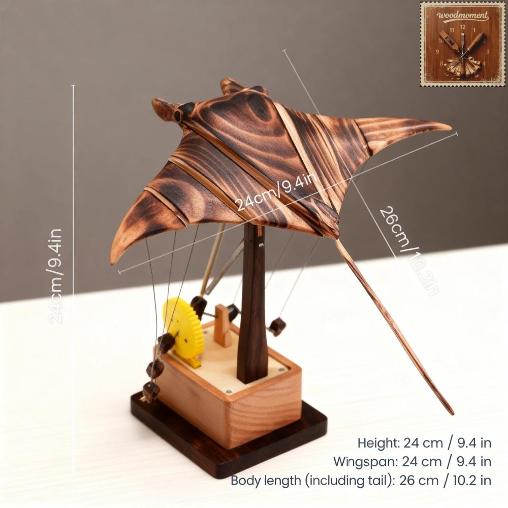 WoodMoment Handcrafted Wooden Manta Ray Automaton