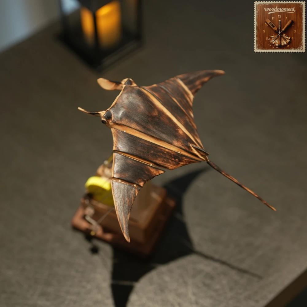 WoodMoment Handcrafted Wooden Manta Ray Automaton