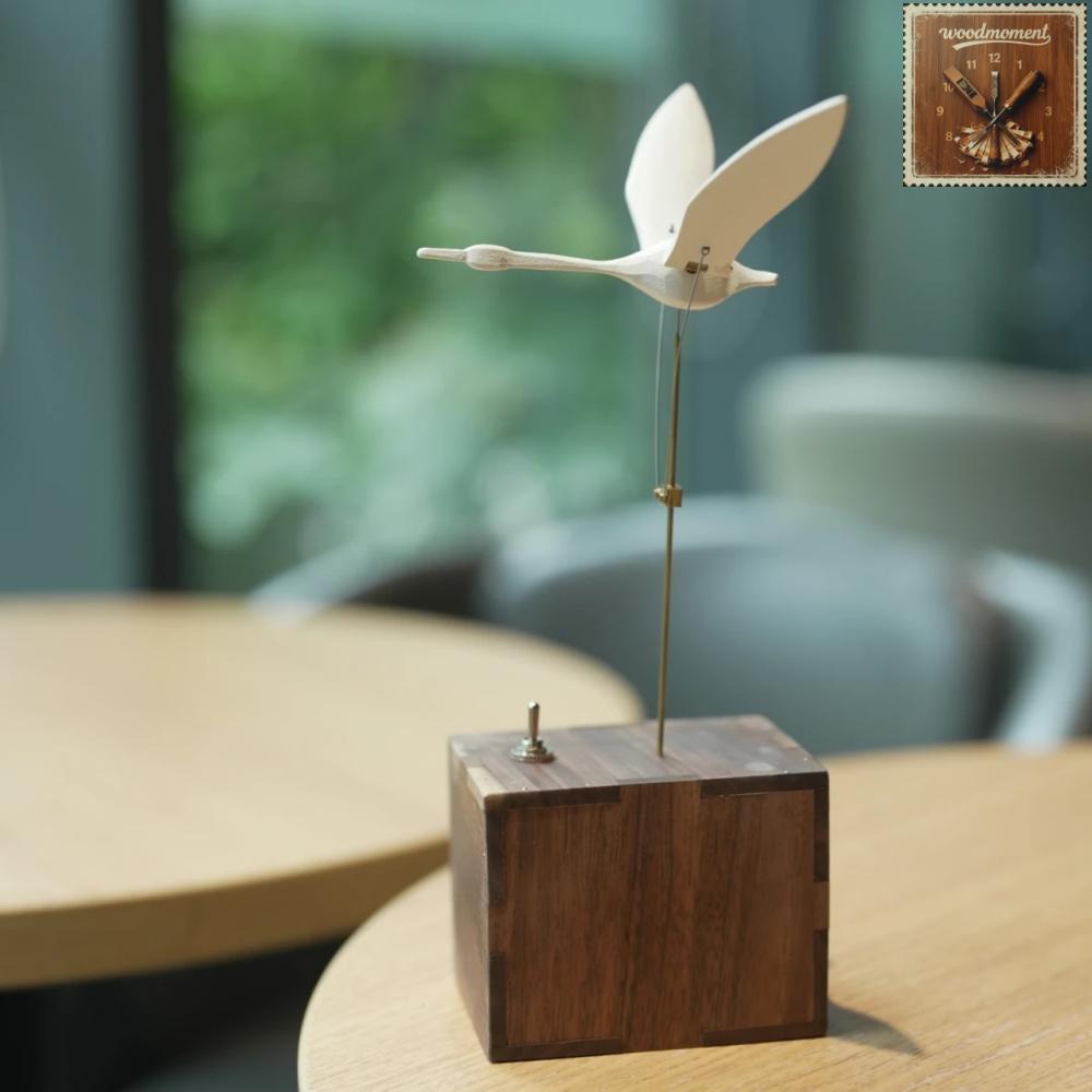 WoodMomont Handcrafted Walnut Swan Automaton