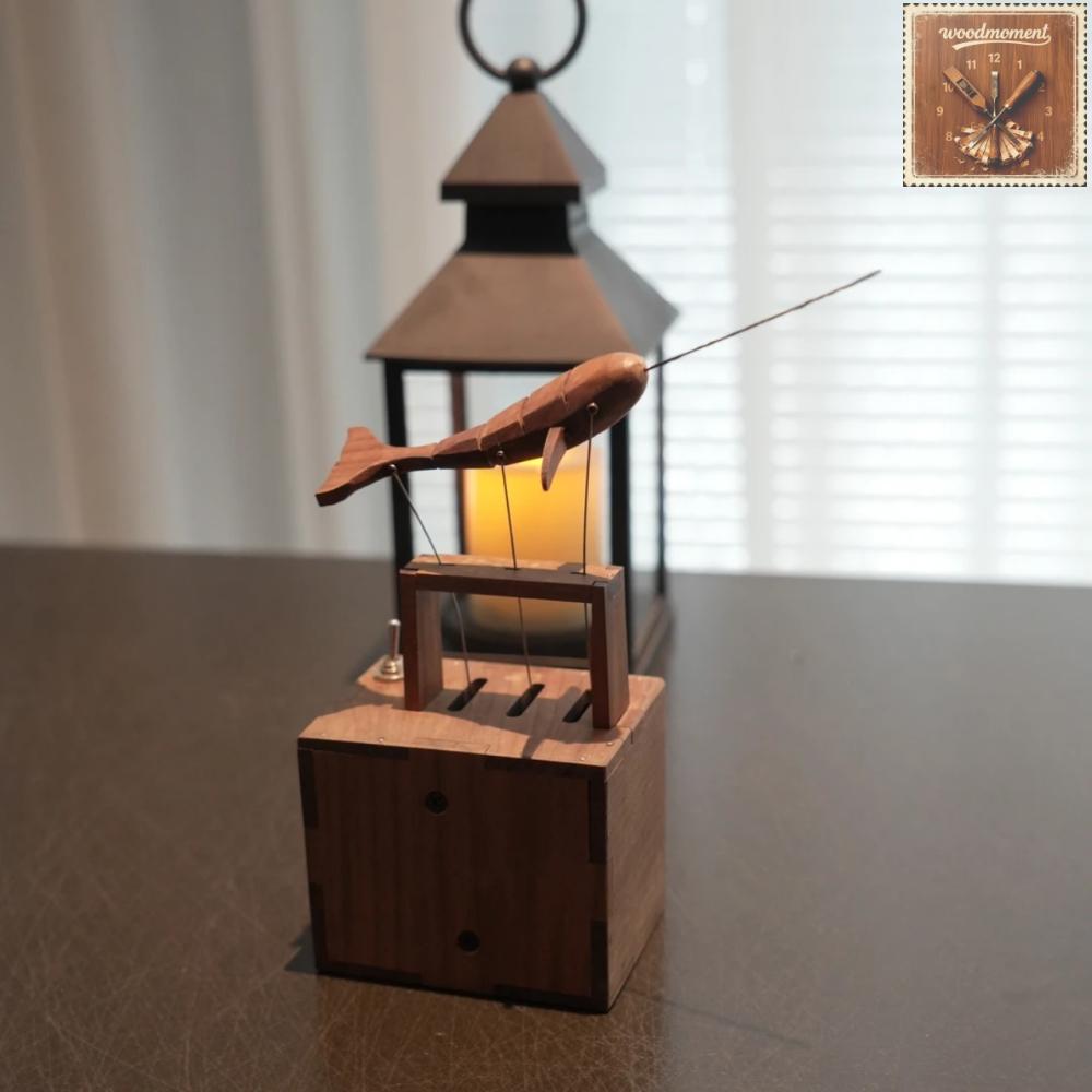 WoodMoment Handcrafted Walnut Whale Automaton