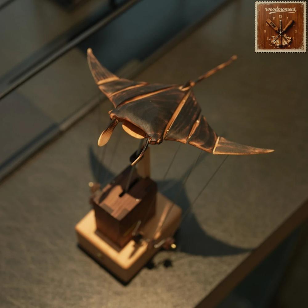 WoodMoment Handcrafted Wooden Manta Ray Automaton