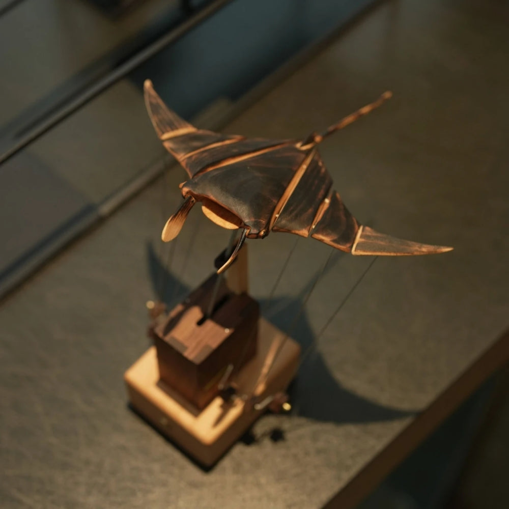 WoodMoment Handcrafted Wooden Manta Ray Automaton