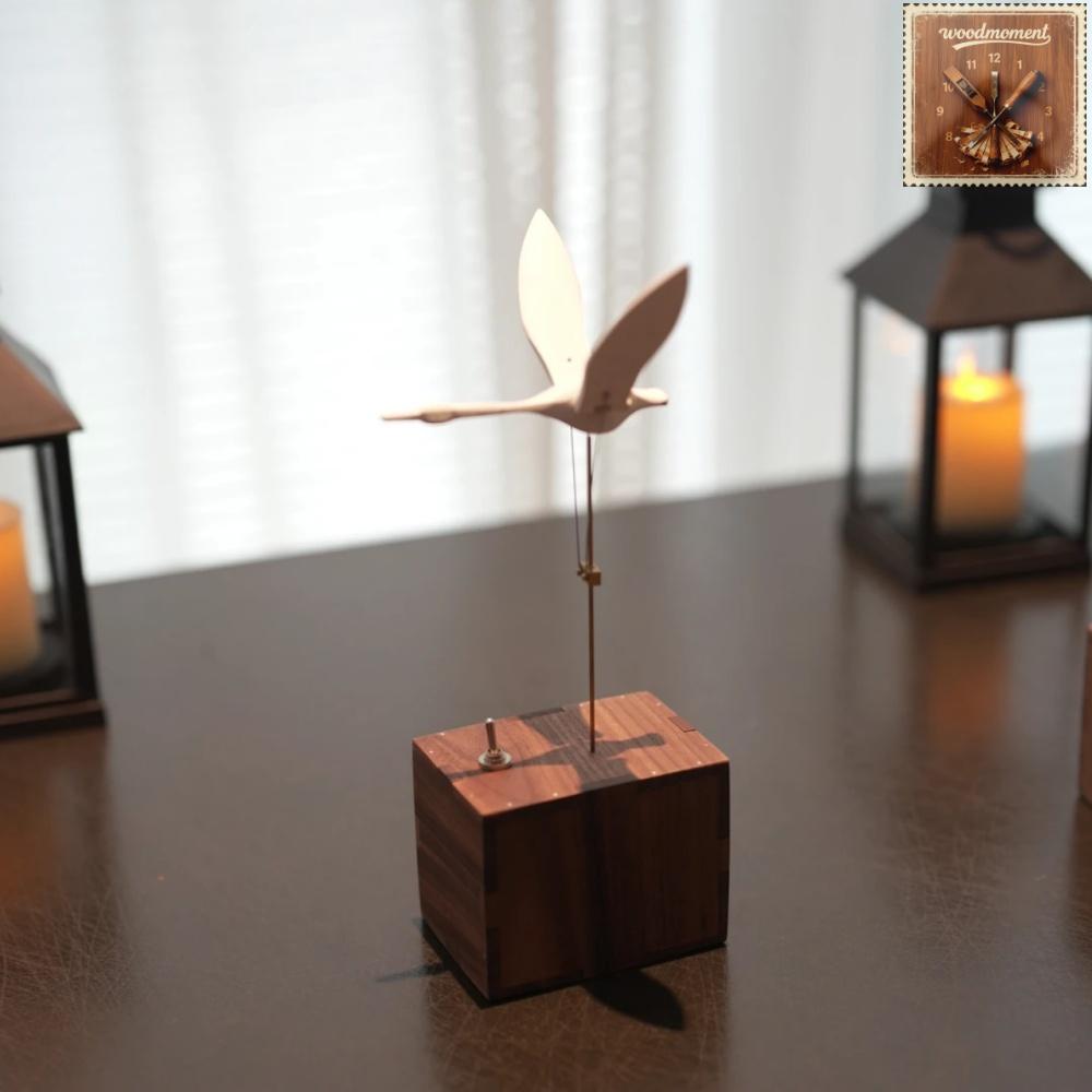 WoodMomont Handcrafted Walnut Swan Automaton