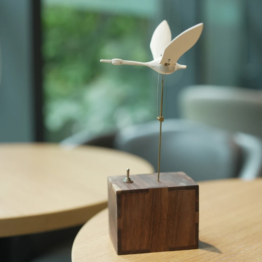 WoodMomont Handcrafted Walnut Swan Automaton