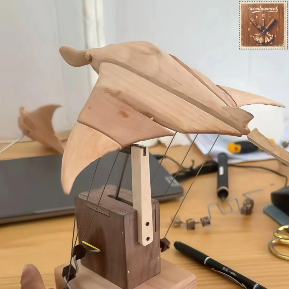 WoodMoment Handcrafted Wooden Manta Ray Automaton