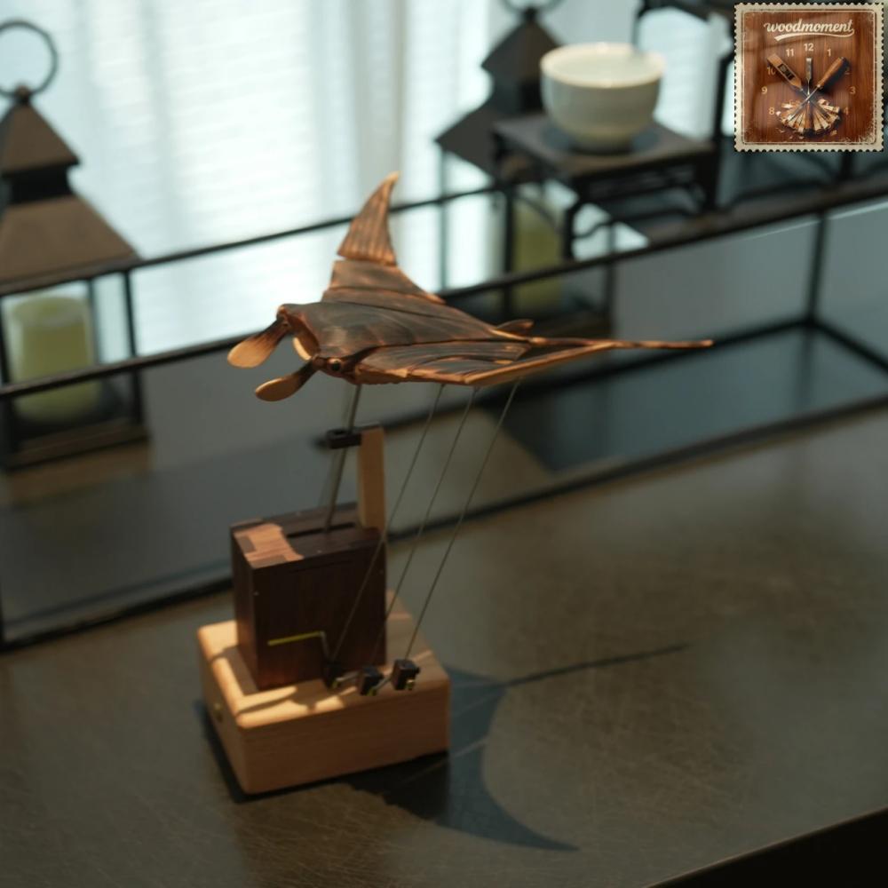 WoodMoment Handcrafted Wooden Manta Ray Automaton