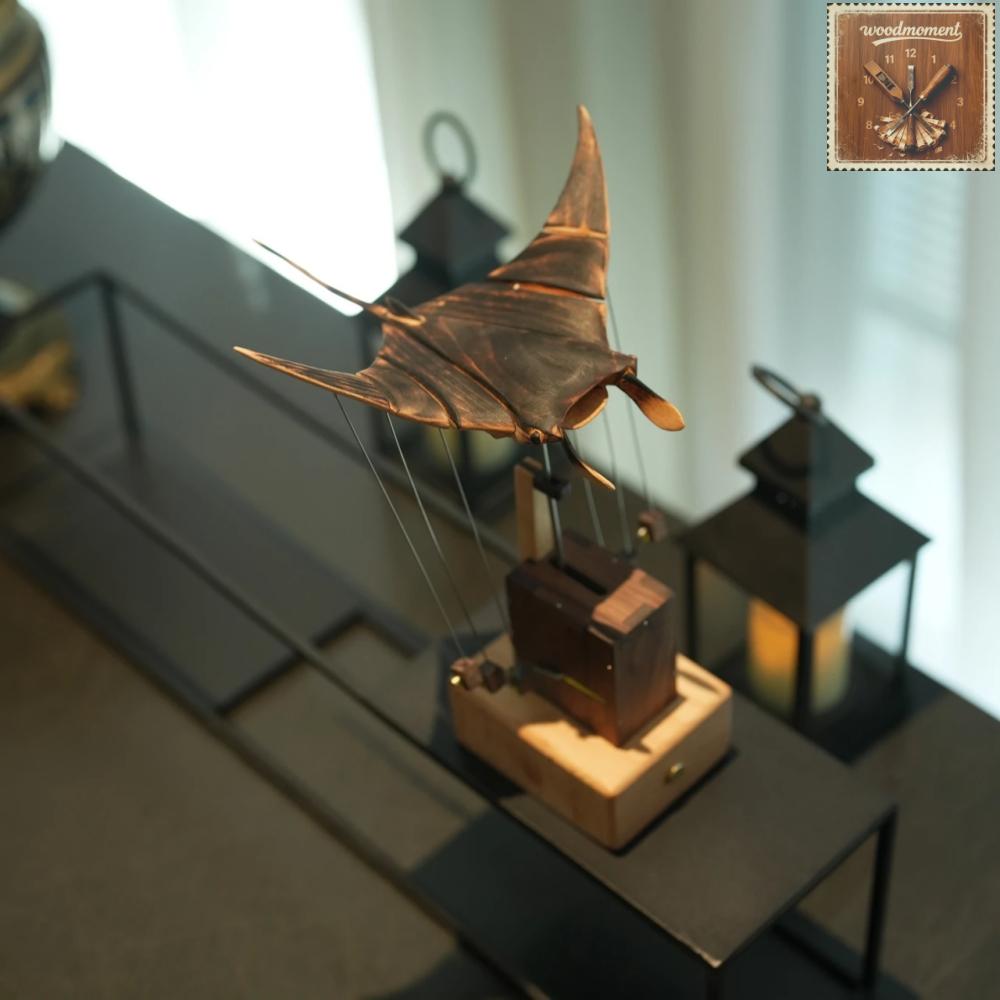 WoodMoment Handcrafted Wooden Manta Ray Automaton