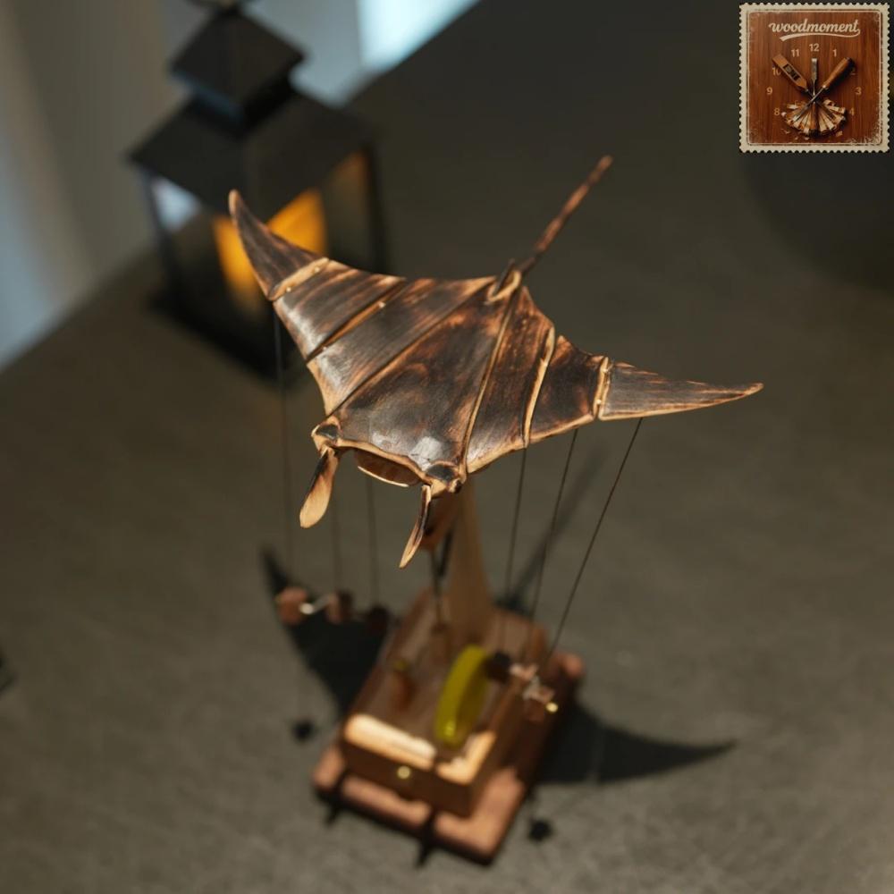 WoodMoment Handcrafted Wooden Manta Ray Automaton