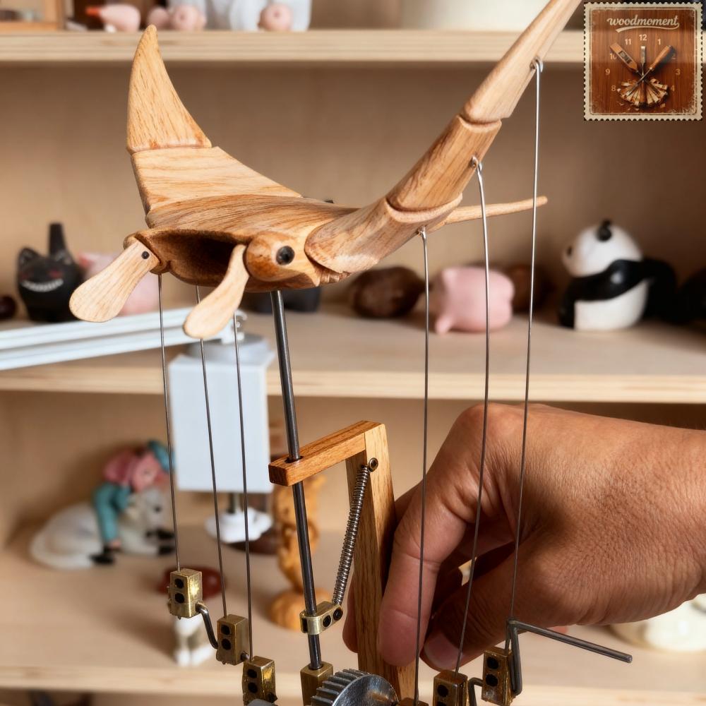 WoodMoment Handcrafted Wooden Manta Ray Automaton