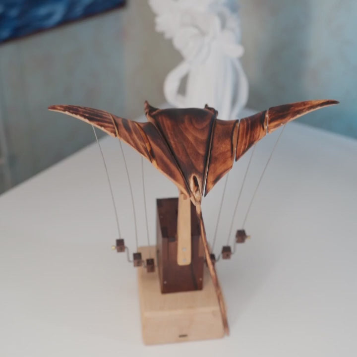 WoodMoment Handcrafted Wooden Manta Ray Automaton
